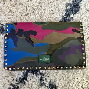 Valentino Multicolor Studded Camouflage Clutch